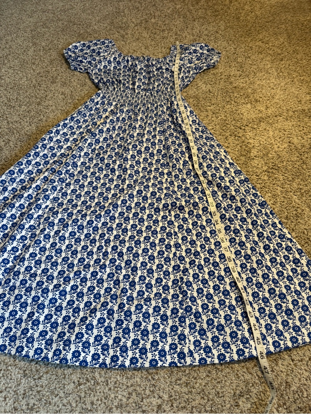 Boden Amber Cotton Midi Dress Blue Floral Smocked - 4P - Picture 5 of 7
